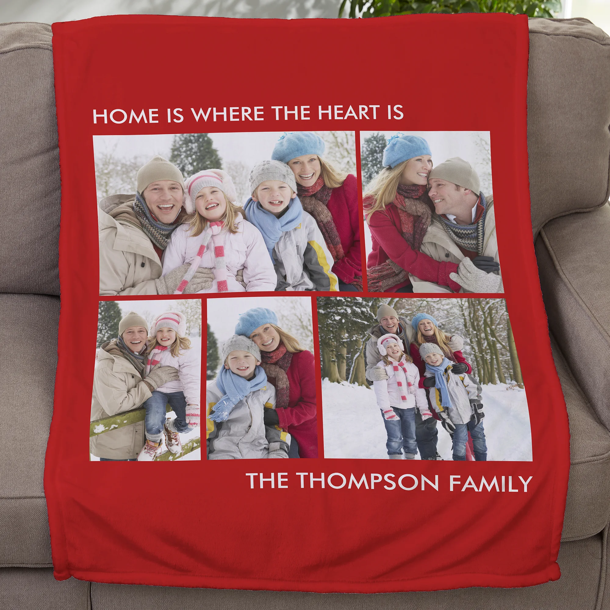 The Warmth of Love 💖 - Personalized Fleece & Sherpa Photo Blanket - Custom 5-Photo Design, Perfect Gift for Lovers & Family