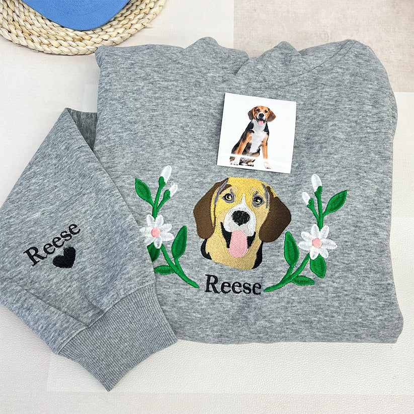 Personalized Pet Portrait Embroidered Sweatshirt T-shirt Hoodie