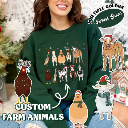 Custom Farm Animal Christmas Sweatshirt – Perfect Holiday Gift for Farm Animal Lovers