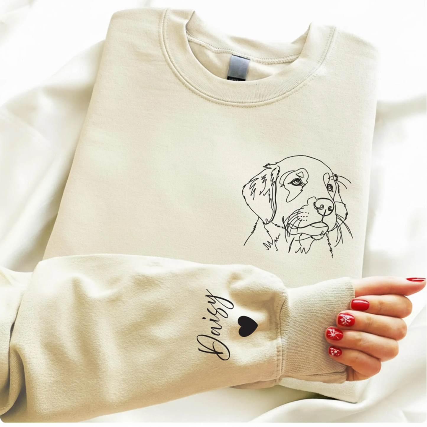 Custom Pet Portrait Printed Sweatshirt, Dog Line Art Hoodie
