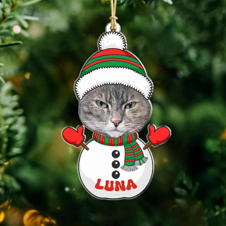 Custom Pet Photo Christmas Ornament, Funny Dog Cat Horse Bunny Cow Ornament