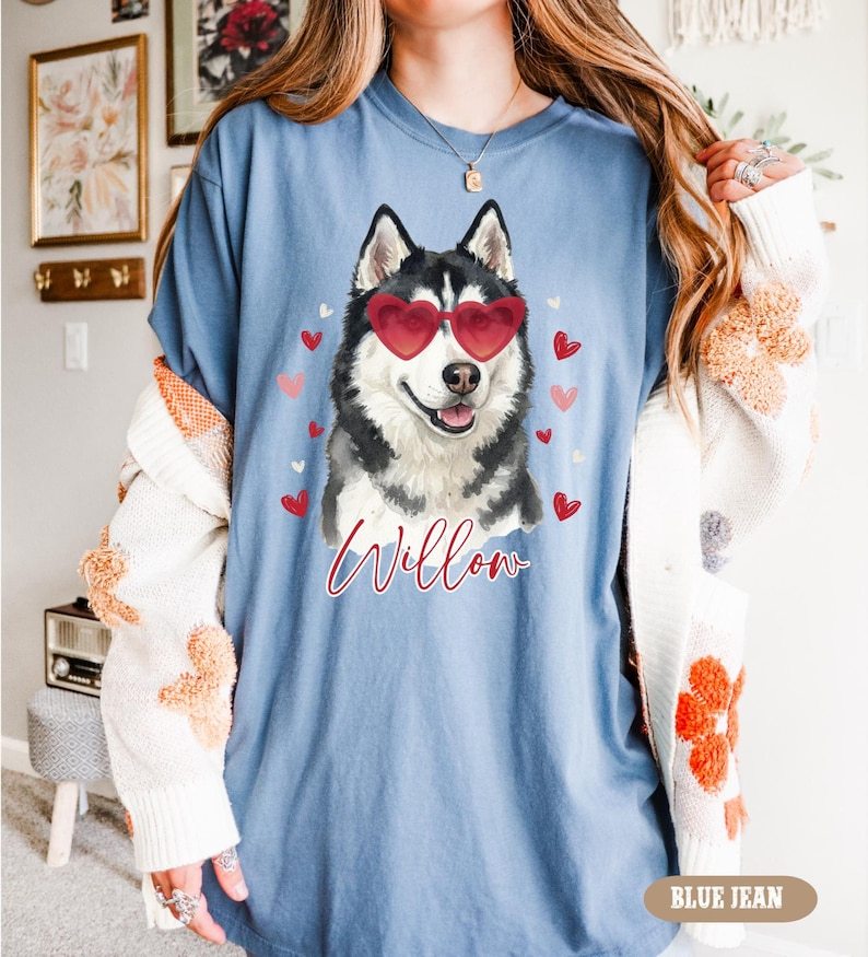 Custom Watercolor Style Pet Photo Valentine's Sweatshirt Hoodie T-shirt