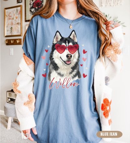 Custom Watercolor Style Pet Photo Valentine's Sweatshirt Hoodie T-shirt