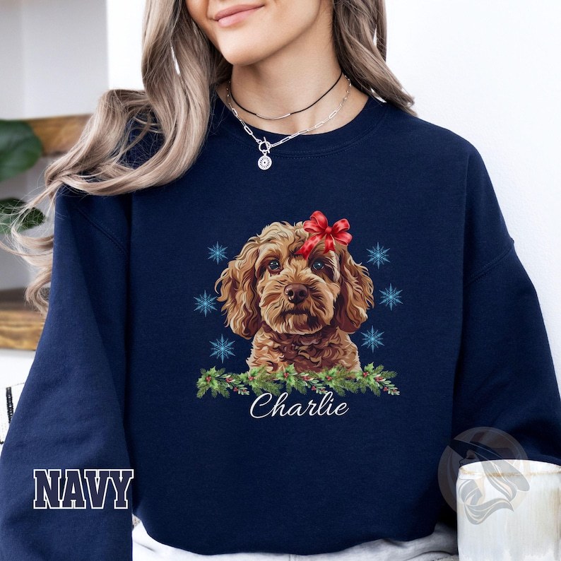 Personalized Pet Photo & Name Christmas Sweatshirt – Dog Cat Xmas Shirt