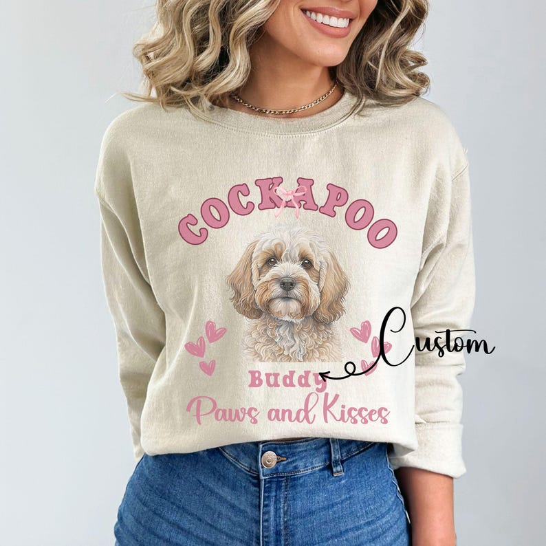 Paws and Kisses Custom Dog Photo & Breed Sweatshirt, Valentine Dog Lover Gifts