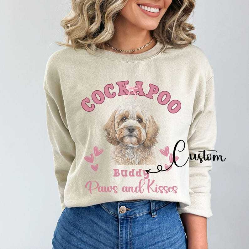 Paws and Kisses Custom Dog Photo & Breed Sweatshirt, Valentine Dog Lover Gifts