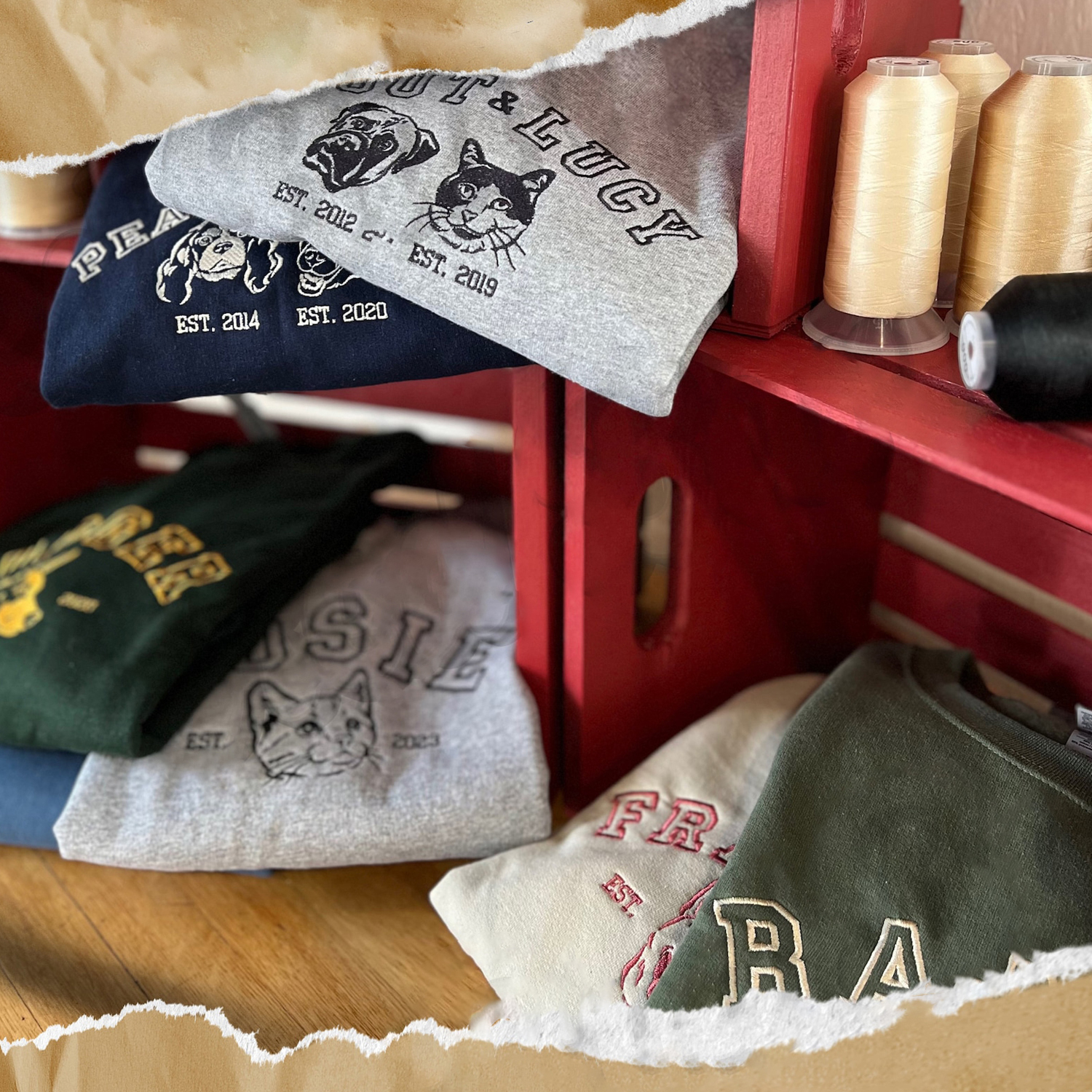 Personalized Pet Photo Embroidered Pet College Sweatshirt/Hoodie T-shirt