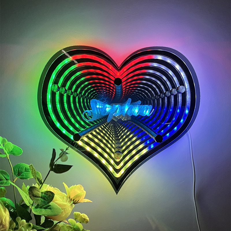 🔥Hot Sale🔥Personalized infinite heart-shaped mirror name lamp