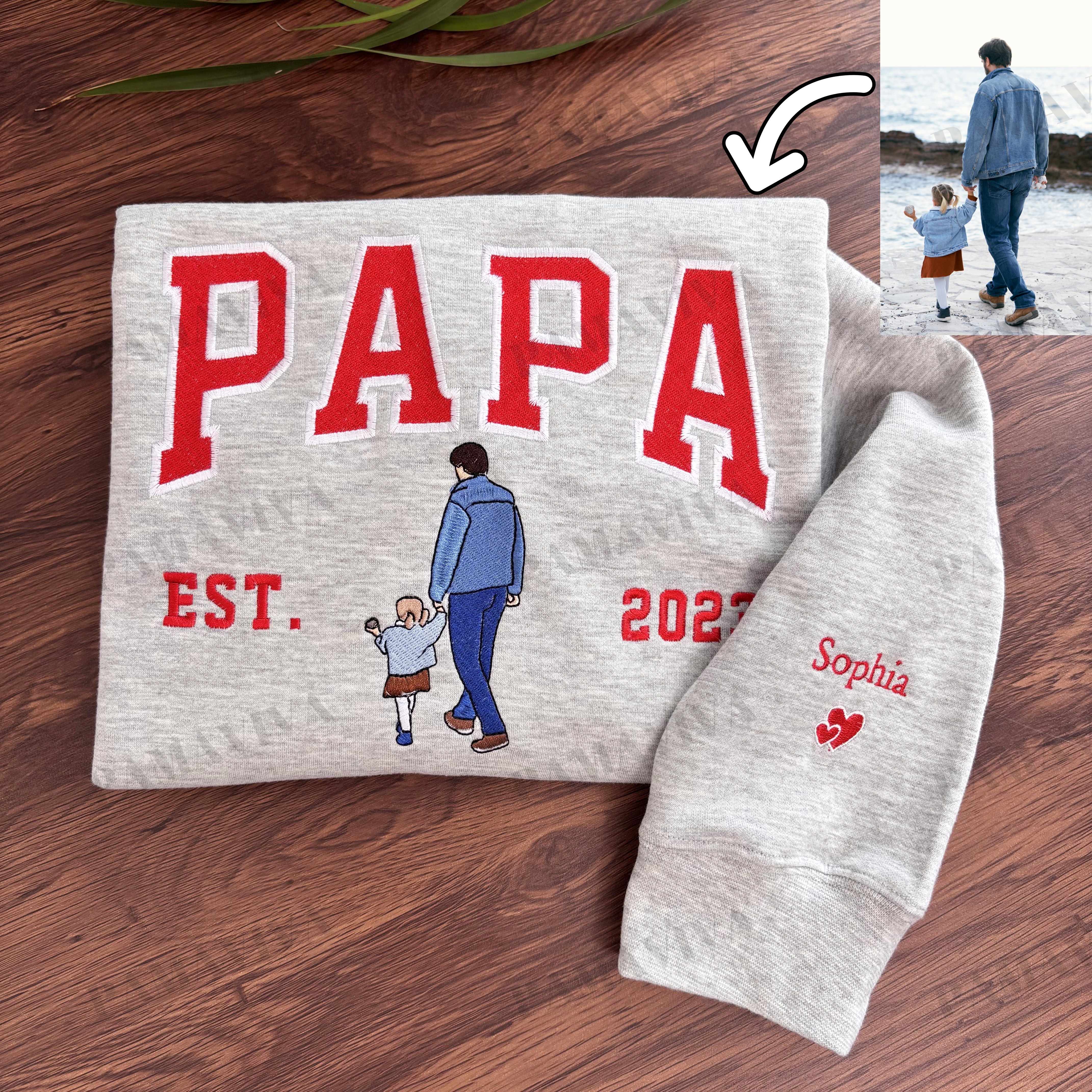 Custom Dad Photo Embroidery with nickname T-shirt/ Sweatshirt /Hoodie