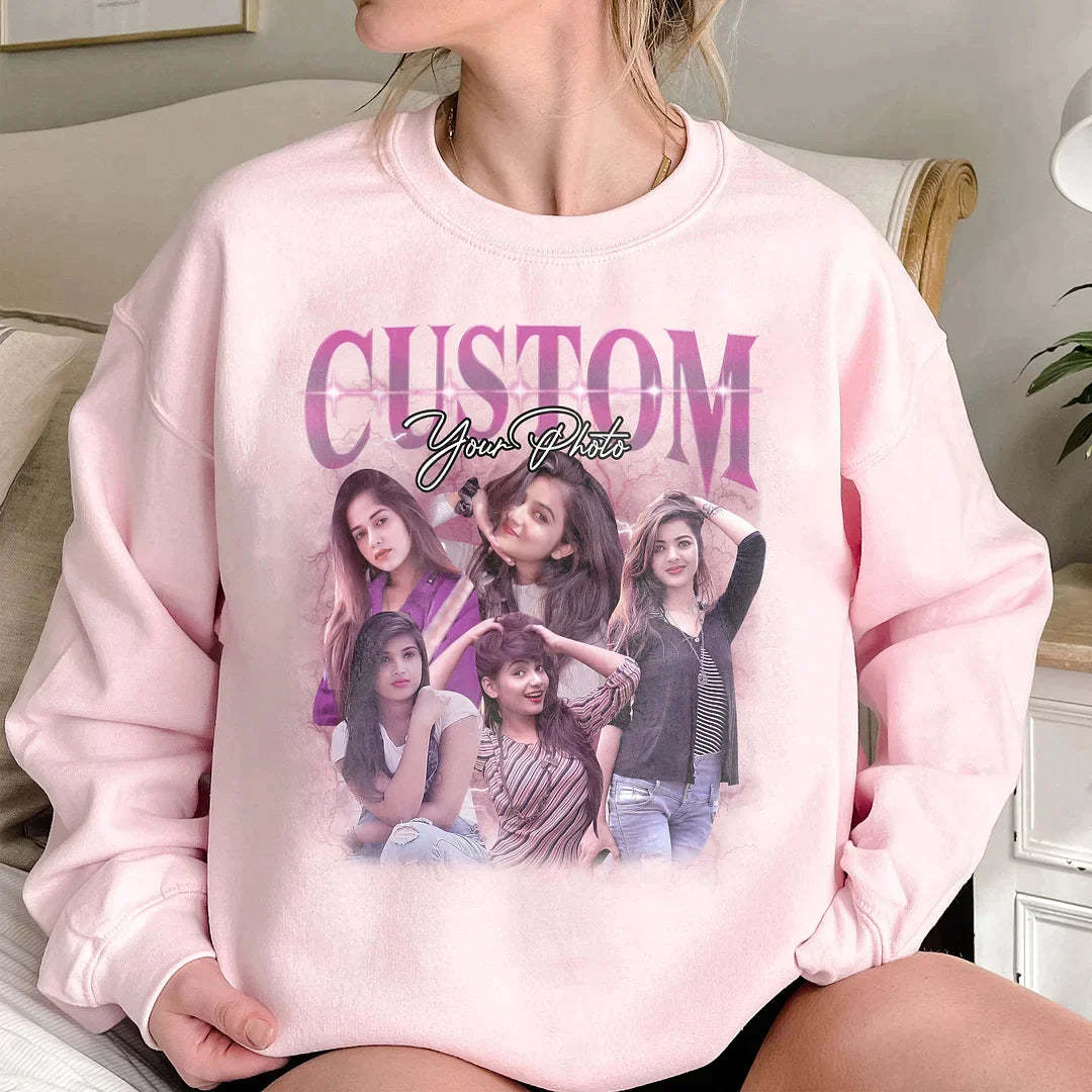 Custom Photo Retro Sweatshirts Customize Your Own 90s Retro Sweatshirt Custom Rapper Shirt