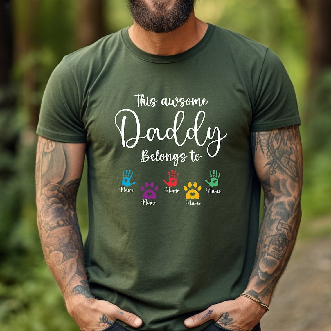 This Awesome Daddy Belongs to Shirt, Personalized Dad Shirt, Custom Dad Shirt, Fathers Day Gifts From Kids, Customized Dad Gifts-ilovevango