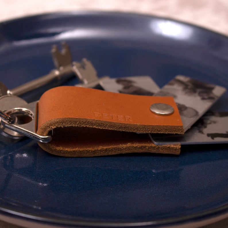 Personalized Leather Keychain For Him