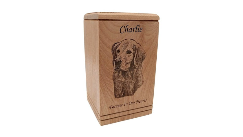 Cremation Pet Urn, Engraved Dog Cat Ashes, Pet urn for dogs cats, Keepsake Wood Box, Memorial, Personalized Photo, Pet Loss Gifts,-ilovevango