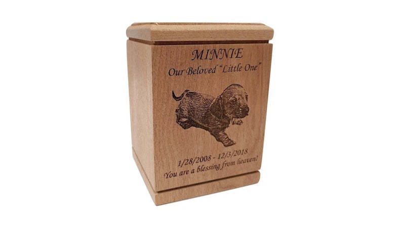 Cremation Pet Urn, Engraved Dog Cat Ashes, Pet urn for dogs cats, Keepsake Wood Box, Memorial, Personalized Photo, Pet Loss Gifts,-ilovevango
