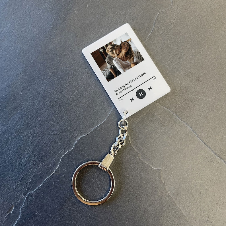 Personalised Song Keychain Plaque, Custom Keyring, Any Photo, Any Song / Playlist / Album, High Quality, Birthday Gift-ilovevango