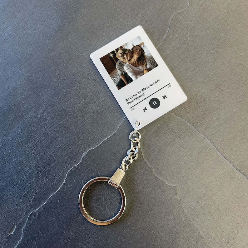 Personalised Song Keychain Plaque, Custom Keyring, Any Photo, Any Song / Playlist / Album, High Quality, Birthday Gift-ilovevango