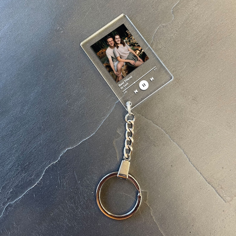 Personalised Song Keychain Plaque, Custom Keyring, Any Photo, Any Song / Playlist / Album, High Quality, Birthday Gift-ilovevango