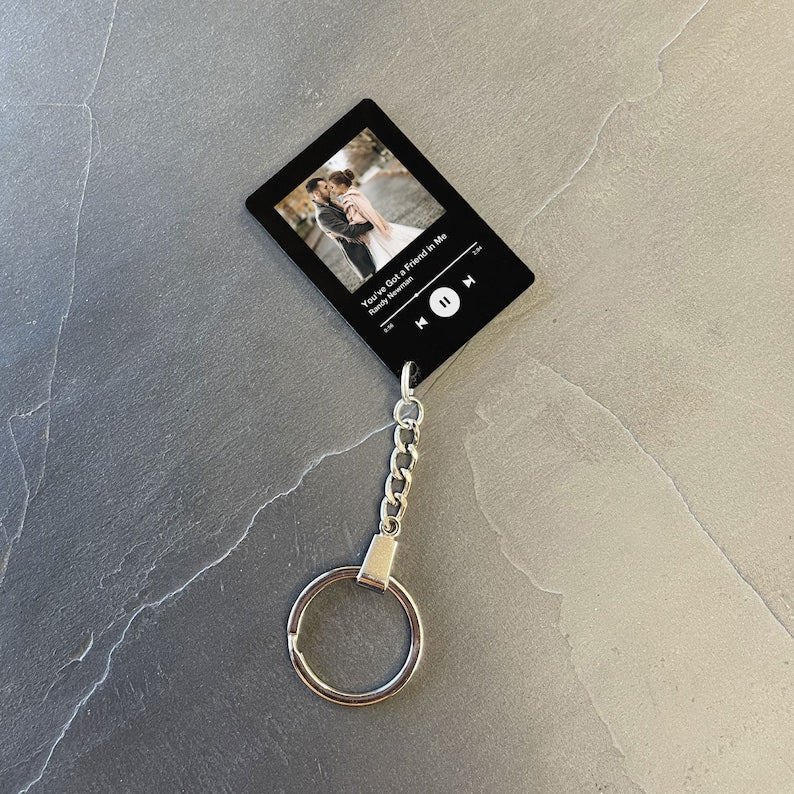 Personalised Song Keychain Plaque, Custom Keyring, Any Photo, Any Song / Playlist / Album, High Quality, Birthday Gift-ilovevango