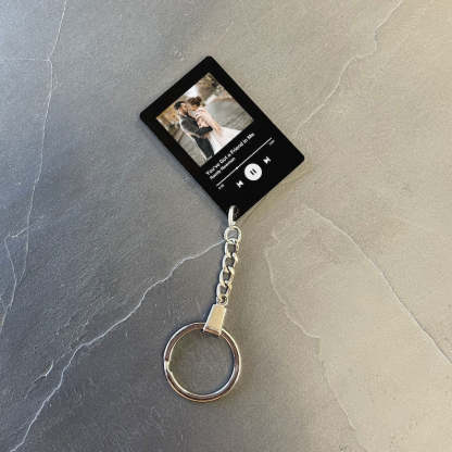 Personalised Song Keychain Plaque, Custom Keyring, Any Photo, Any Song / Playlist / Album, High Quality, Birthday Gift-ilovevango