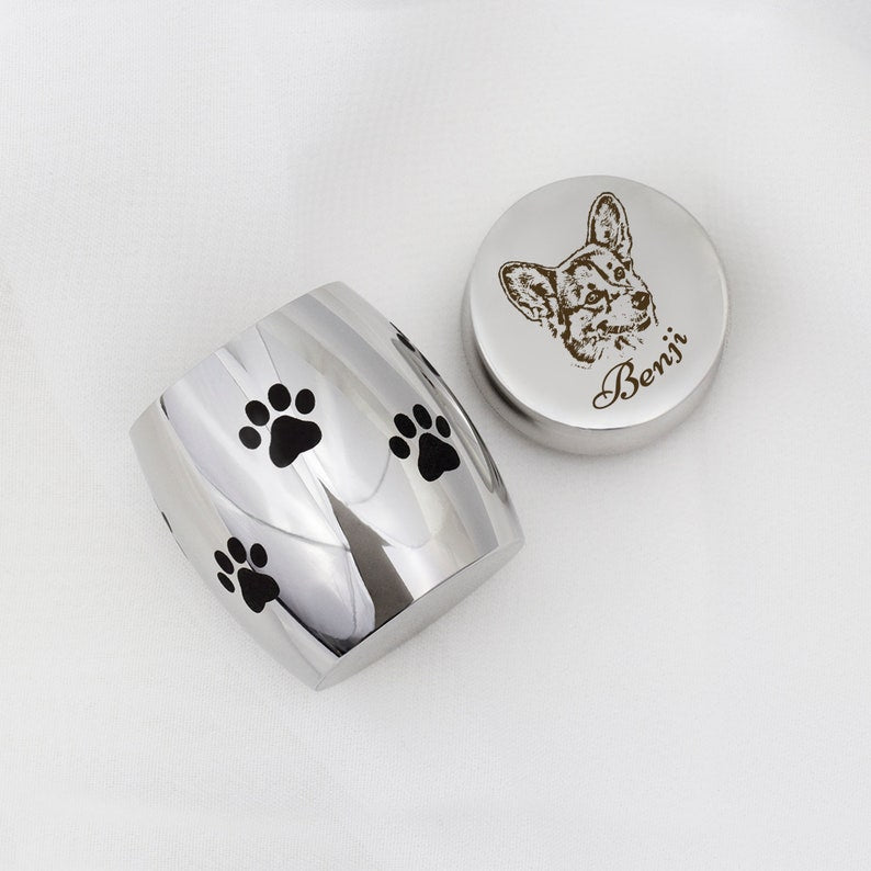 Personalized Small Pet Urn - Customized Dog Photo Small Urn - Cat Urn for Ashes - Print Dog Ashes Keepsake, Ash Holder for Loss of Dog Gift-ilovevango