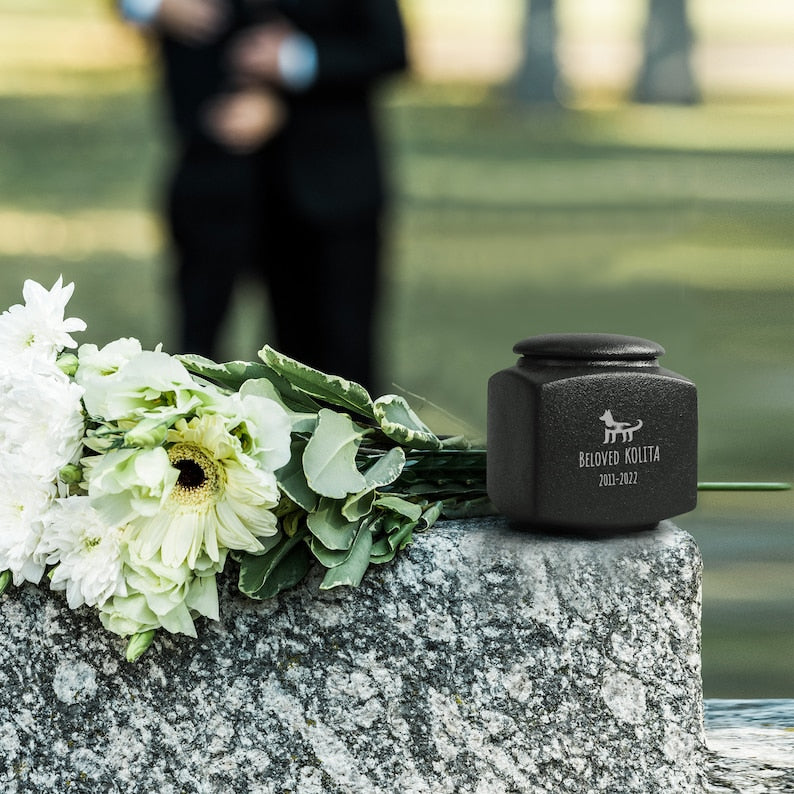 Custom Pet Urn with Name and Date - Modern Square Pet Ashes Cremation Urn - Personalized Pet Urns for Dogs Cats - Pet Memorial Art-ilovevango