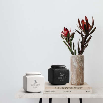 Custom Pet Urn with Name and Date - Modern Square Pet Ashes Cremation Urn - Personalized Pet Urns for Dogs Cats - Pet Memorial Art-ilovevango