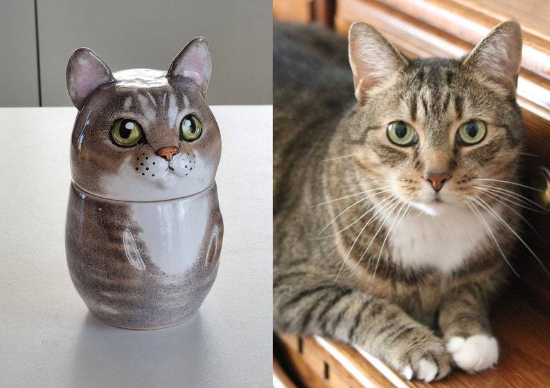Custom Portrait Pet Urn for Ashes, Personalized Dog Pottery Container with Lid, Cat Storage Canister, Pet Loss Gift-ilovevango