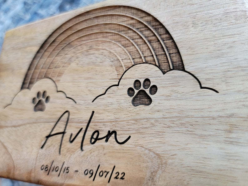 Personalized Rainbow Pet Urn, Pet Remains Wood Box, Cremation Cat Ashes, Urn Box Dog Ashes, Custom Funeral Box, Rainbow Bridge Box, Keepsake-ilovevango