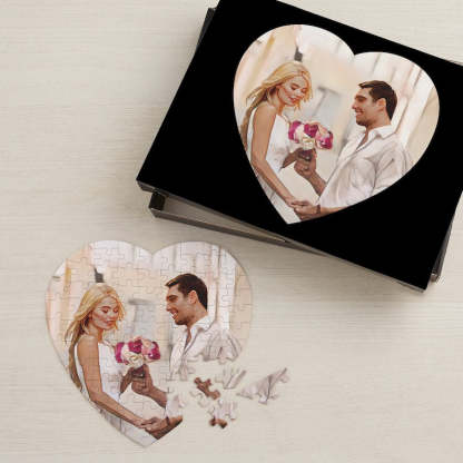 Cartoon Yourself Personalized Mini Heart Photo Puzzle, Custom Puzzles, Photo Jigsaw Puzzle, Personalized Puzzle Gifts-ilovevango