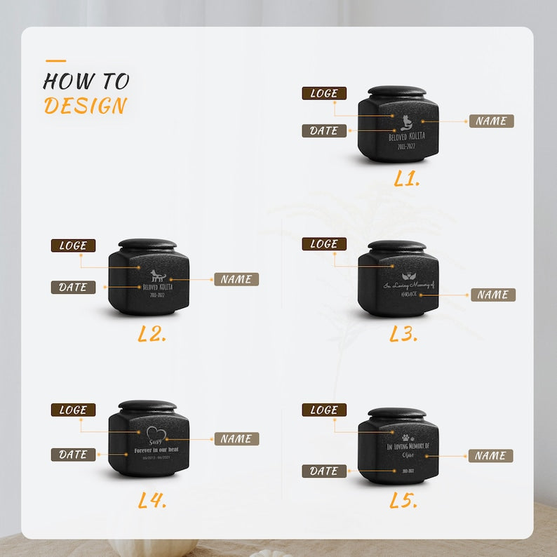 Custom Pet Urn with Name and Date - Modern Square Pet Ashes Cremation Urn - Personalized Pet Urns for Dogs Cats - Pet Memorial Art-ilovevango