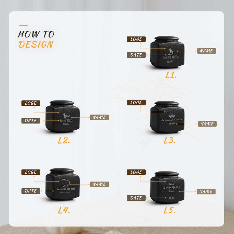 Custom Pet Urn with Name and Date - Modern Square Pet Ashes Cremation Urn - Personalized Pet Urns for Dogs Cats - Pet Memorial Art-ilovevango