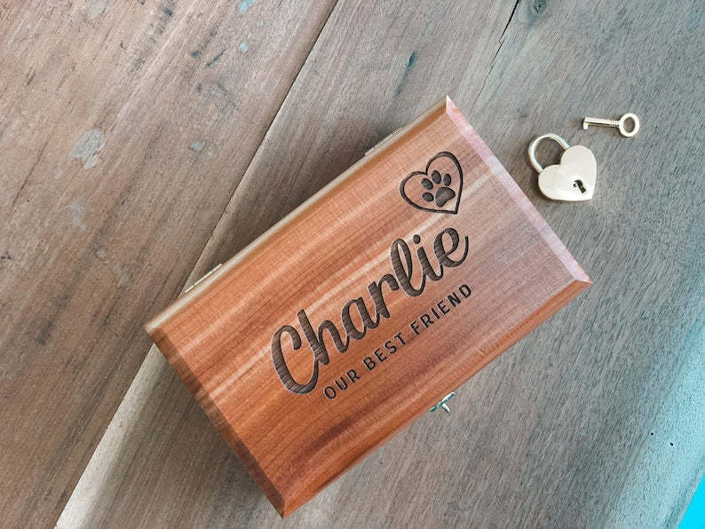 Cedar Paw Print Pet Urn + Lock/Wood Box /Aromatic Eastern Cedar Urn/Cremation Urn/Cat Urn/Dog Urn /Box for ashes/Cedar Box-ilovevango