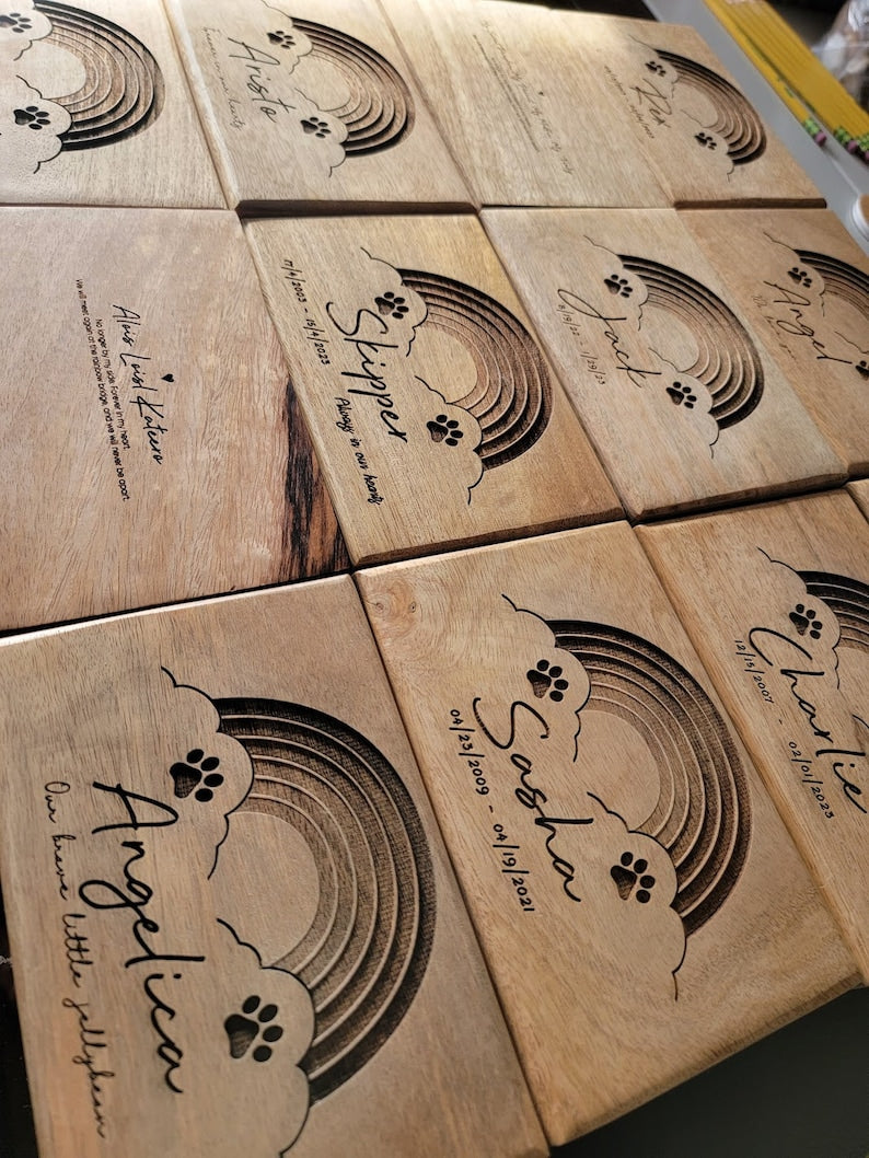 Personalized Rainbow Pet Urn, Pet Remains Wood Box, Cremation Cat Ashes, Urn Box Dog Ashes, Custom Funeral Box, Rainbow Bridge Box, Keepsake-ilovevango