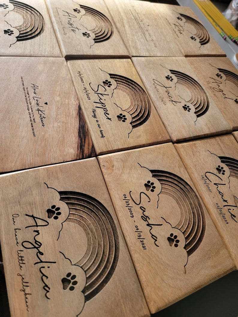 Personalized Rainbow Pet Urn, Pet Remains Wood Box, Cremation Cat Ashes, Urn Box Dog Ashes, Custom Funeral Box, Rainbow Bridge Box, Keepsake-ilovevango