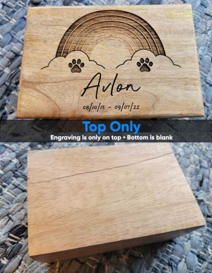 Personalized Rainbow Pet Urn, Pet Remains Wood Box, Cremation Cat Ashes, Urn Box Dog Ashes, Custom Funeral Box, Rainbow Bridge Box, Keepsake-ilovevango