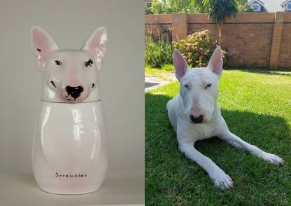 Custom Portrait Pet Urn for Ashes, Personalized Dog Pottery Container with Lid, Cat Storage Canister, Pet Loss Gift-ilovevango
