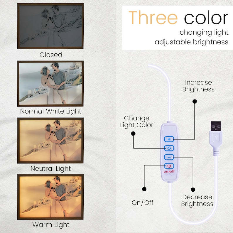 Custom LED Light Painting by Photo, Shadow Box Painting, Bedside Desk Lamp, Home Decor, Wall Hanging Art, Birthday Gifts, Anniversary Gifts-ilovevango