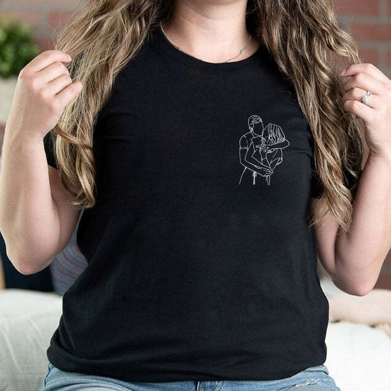 Custom Portrait From Photo Hoodie, Couple Outline Photo Sweatshirt, Custom Line Art Photo Hoodies, Couple Hoodies, Valentines Day Sweats-ilovevango