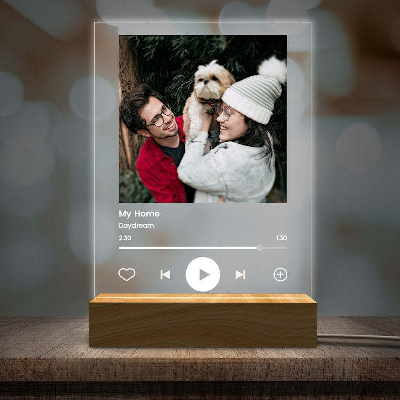Personalized Music LED Night Light, Create Your Own Music Art Song, Music Photo Plaque Dorm Room Decor, Valentines Gifts, Couple Gifts-ilovevango