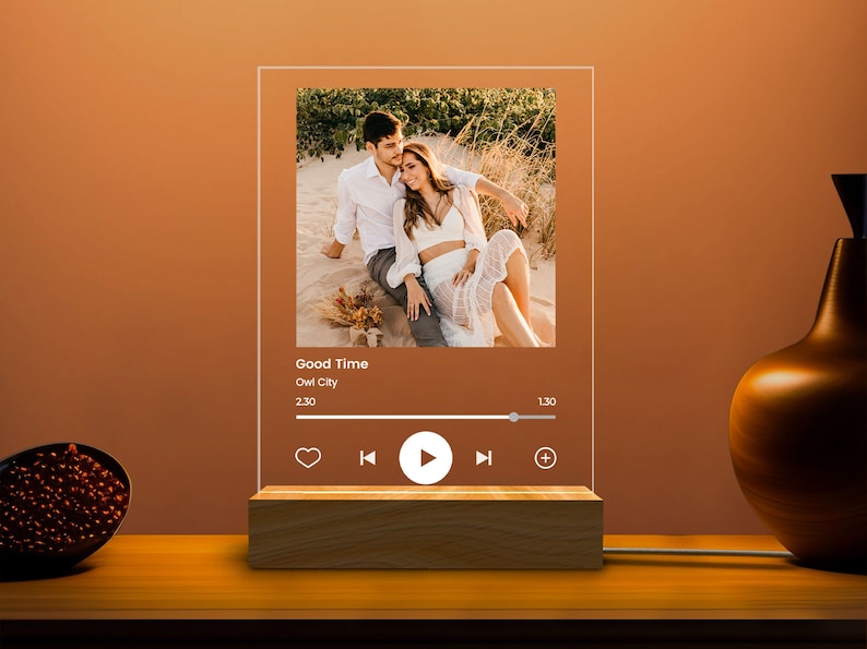 Personalized Music LED Night Light, Create Your Own Music Art Song, Music Photo Plaque Dorm Room Decor, Valentines Gifts, Couple Gifts-ilovevango