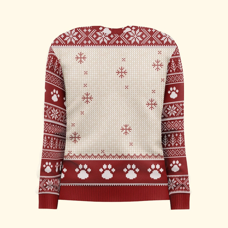 Personalized I Believe In Santa Paws Ugly Sweatshirt, Custom Photo Ugly Sweatshirt, Christmas Sweatshirt Gift For Cat Owners, Cat Lover Gifts-ilovevango