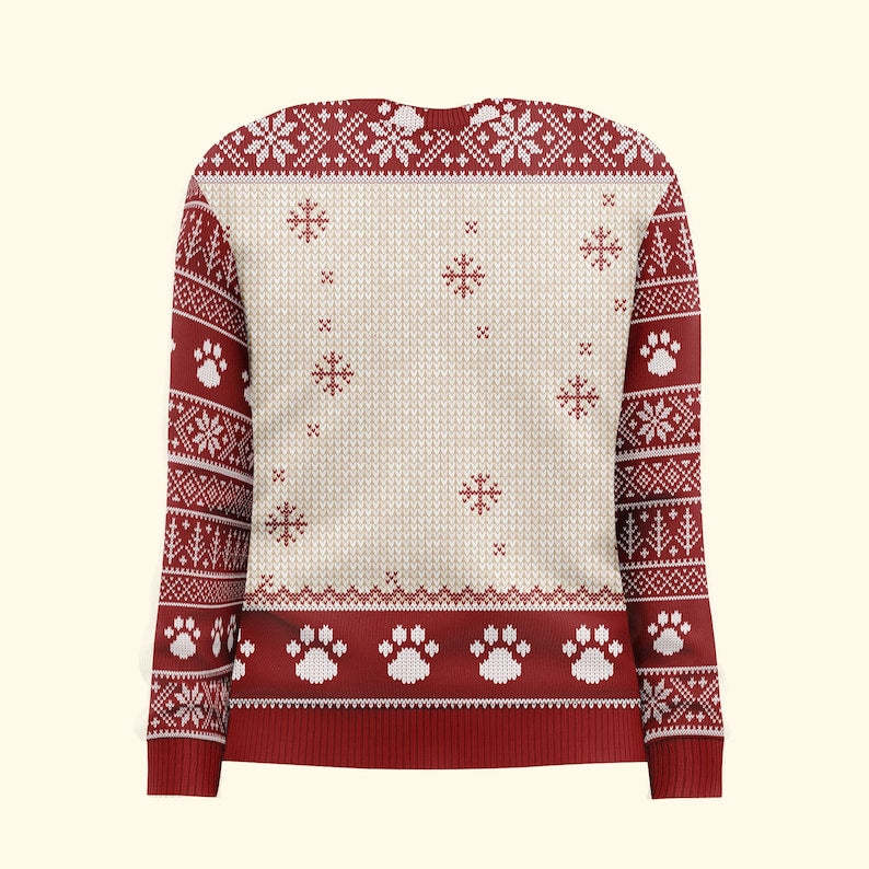 Personalized I Believe In Santa Paws Ugly Sweatshirt, Custom Photo Ugly Sweatshirt, Christmas Sweatshirt Gift For Cat Owners, Cat Lover Gifts-ilovevango