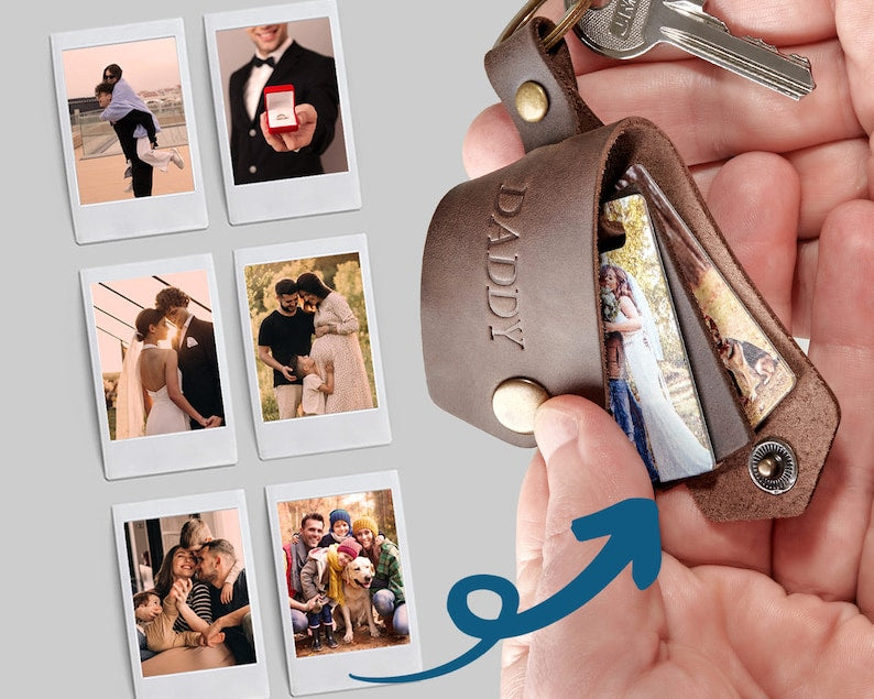 Family Photo Keychain Gift for Father-ilovevango