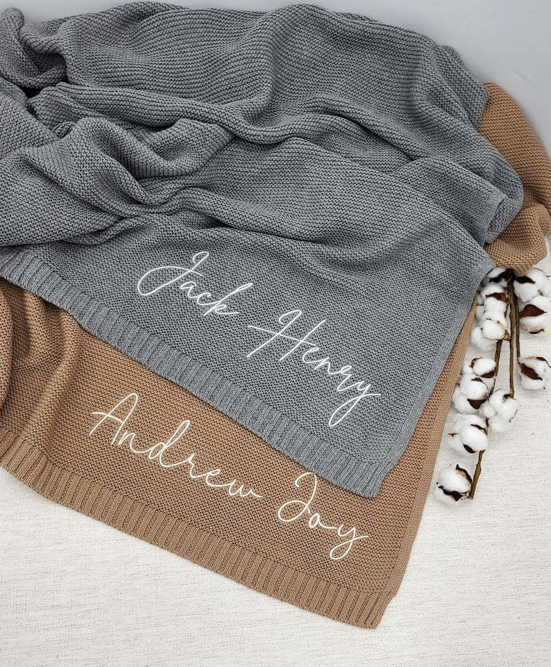 Custom Name Baby Blanket, Baby Gifts, Baby Blanket with Name, Embroidered Baby Blanket, Baby Shower Gift, Kids Blanket, Newborn Baby Gift-ilovevango
