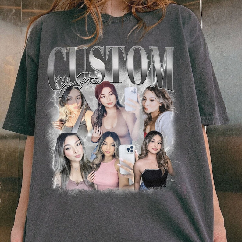Custom Your Own Bootleg Shirt, Custom Bootleg Rap Tee,Custom Your Photo,Custom Girlfriend Shirt,Custom Boyfriend Graphic Tee-ilovevango