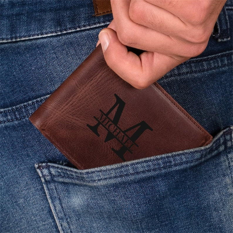 Personalized Custom Photo Mens Wallet,Engraved Picture Wallet,PU Leather Wallet,Memory Gift,Anniversary Gifts for Him, Father's Day Gift for Dad-ilovevango