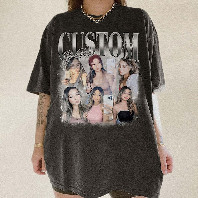 Custom Your Own Bootleg Shirt, Custom Bootleg Rap Tee,Custom Your Photo,Custom Girlfriend Shirt,Custom Boyfriend Graphic Tee-ilovevango
