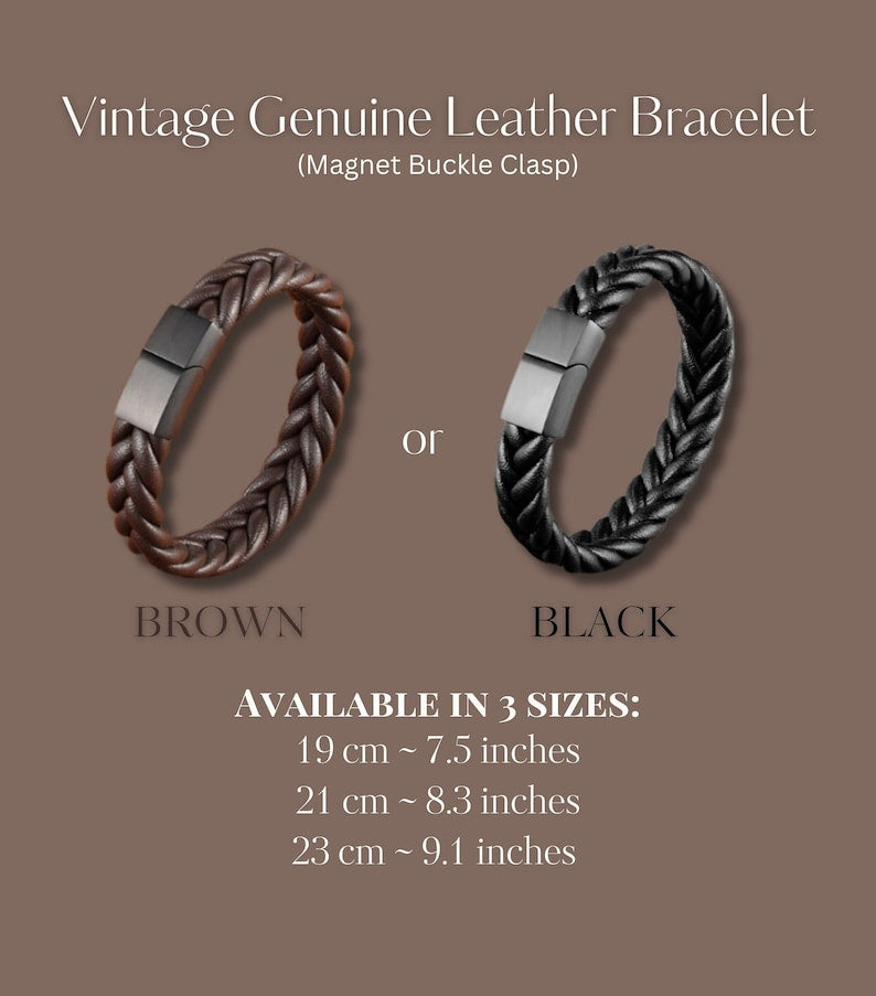 Custom Men's Leather Bracelet: Engraved Family Names, Personalized Anniversary & Birthday Gift for Dad, Husband - Unique Handmade Bracelet-ilovevango