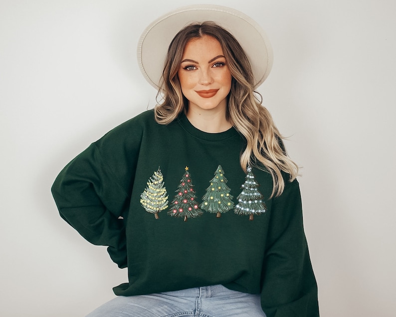 Green Tree Christmas Sweater, Christmas Sweater, Christmas Crewneck, Christmas Tree Sweatshirt, Holiday Sweaters for Women, Winter Sweatshir