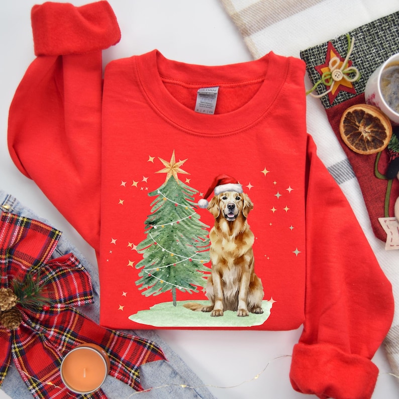 Custom Dog Christmas Tree Sweater, Xmas Jumper, Gift for Dog Lover, Dog Mama, Custom Photo Personalized Dog Sweatshirt